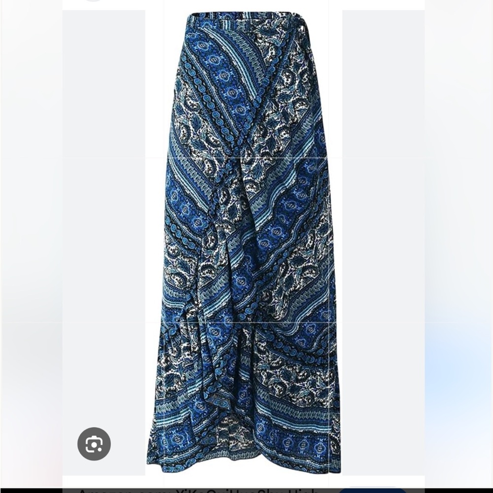 Blue Boho patterned Wrap high waisted Skirt